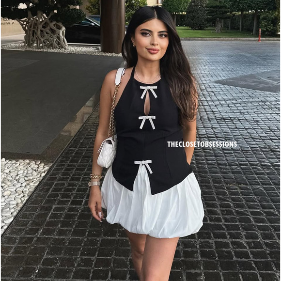 ZARA Blogger Fave Fitted Halter Top NWT | Bow Detail | Black - Picture 14 of 16